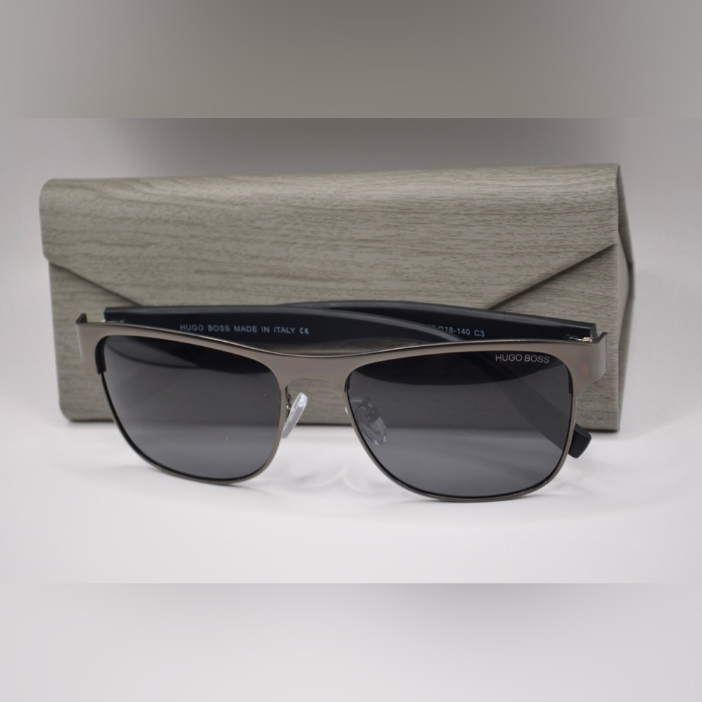 Men’s Hugo Boss Sunglasses | Gunmetal & Black | Dark Gray Lens | Like New - Picture 10 of 11